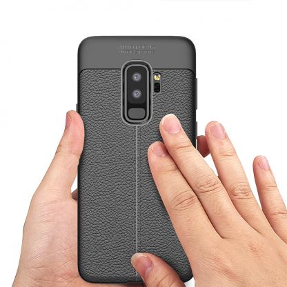 Leather Litchi Case - силиконов удароустойчив калъф за Samsung Galaxy J3 (2017) (черен) 7