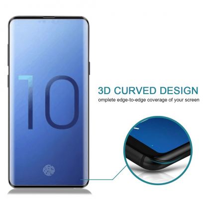 3D Glass Full Screen Tempered Glass - стъклен протектор за целия дисплея за Samsung Galaxy S10 (черен-прозрачен) 4