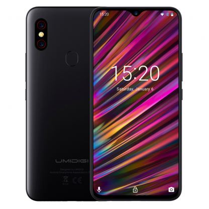 UMIDIGI F1, 6.3 инча, 4GB RAM + 128GB памет, 8-ядрен Helio P60, 5150 mAh батерия, 16Mp Dual Cam, Android 9, Цена (черен) 2