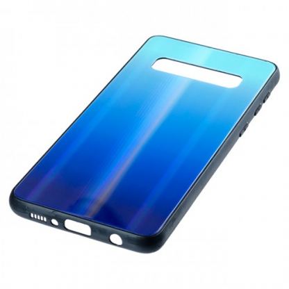 Shiny Glass Case - удароустойчив кейс от стъкло и силикон за Samsung Galaxy S10 Plus (аурора син) 2