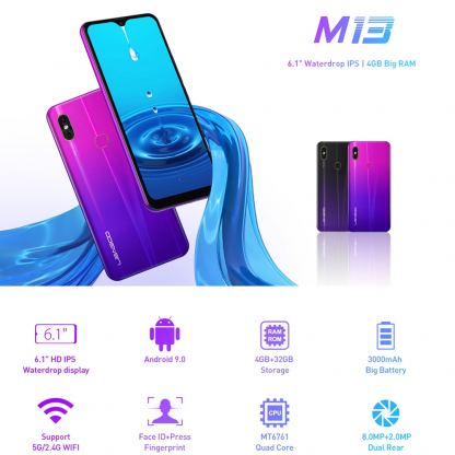 Leagoo M13, 6.1"  4G, безрамков дисплей, 4-ядрен 64Bit смартфон,  двойна камера, 4GB RAM с 2 сим карти (Emerald) 4