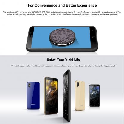 DooGee X50, 5 инча HD, 4-ядрен, Двойна камера 5MP+0.3MP, ниска цена (черен) 9