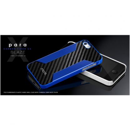 More-Thing Para Blaze CX - поликарбонатов кейс с карбоново покритие за iPhone 5 (син) 2