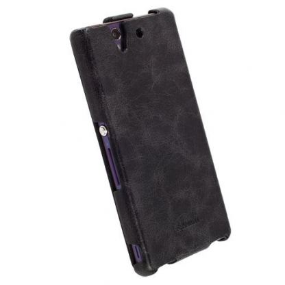 Krusell Tumba SlimCover - вертикален кожен калъф с капак за Sony Xperia Z (черен) 2