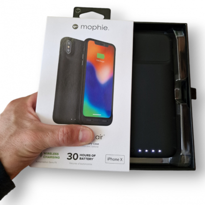 Mophie Power Case - удароустойчив кейс с вградена батерия 1720mAh и безжично зареждане за iPhone XS, iPhone X (черен) 2
