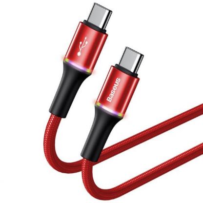 Baseus Halo USB-C to USB-C Cable PD 2.0 60W - кабел с въжена оплетка за устройства с USB-C порт (100 см) (червен)  2