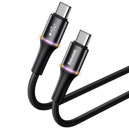Baseus Halo USB-C to USB-C Cable PD 2.0 60W - кабел с въжена оплетка за устройства с USB-C порт (100 см) (черен)  2