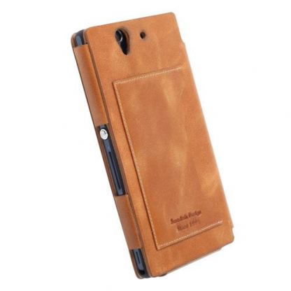 Krusell Kiruna FlipCover - калъф от естествена кожа за Sony Xperia Z (кафяв) 2