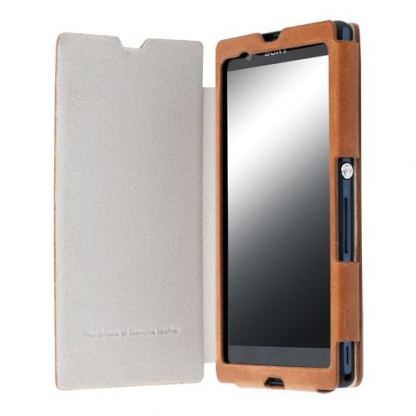 Krusell Kiruna FlipCover - калъф от естествена кожа за Sony Xperia Z (кафяв) 3
