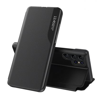 Tech-Protect Smart View Leather Flip Case - кожен калъф, тип портфейл за Samsung Galaxy S23 Plus (черен)
