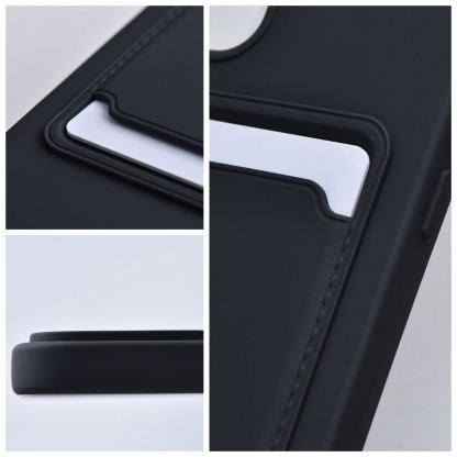 Silic Card  Case - дизайнерски силиконов кейс с отделение за карти за iPhone 15 Pro (черен) 4