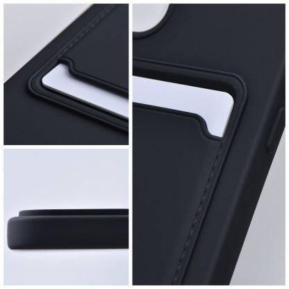 Silic Card  Case - дизайнерски силиконов кейс с отделение за карти за iPhone 15 (черен) 4