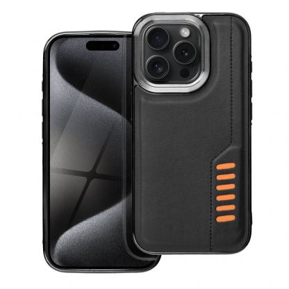 Milano Leather Hard Case - дизайнерски кожен кейс за iPhone 15 Pro Max (черен) 2