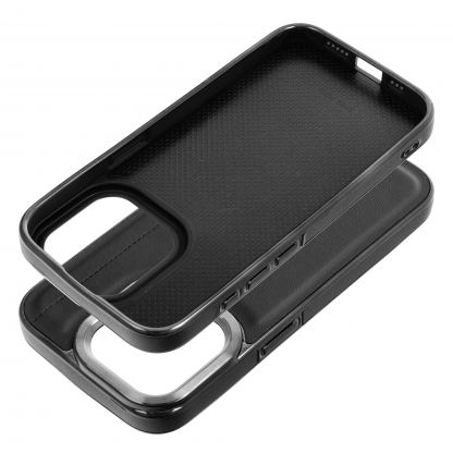 Milano Leather Hard Case - дизайнерски кожен кейс за iPhone 15 Plus (черен) 4