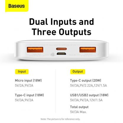 Power Bank BASEUS Bipow - 10 000mAh LCD Quick Charge PD 20W PPBD050502 - външна батерия с 1xUSB-C и 2xUSB-A изходи с технология за бързо зареждане (черен) 11
