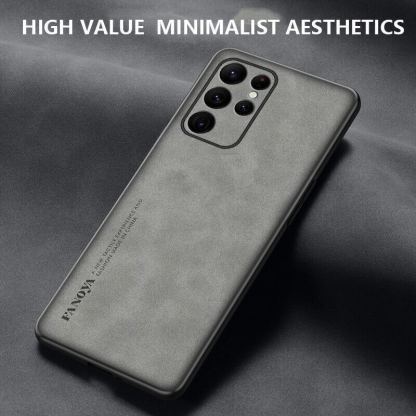 SheepSkin Leather Hard Case - дизайнерски кожен кейс за Samsung Galaxy S24 Ultra (сиво-зелен) 2