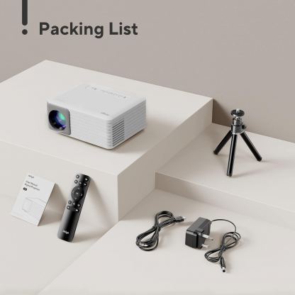 AKIYO X1 Mini LED Projector - мултимедиен LCD проектор до 1080p, HDMI, USB, AV входове и дистанционно (бял) 3