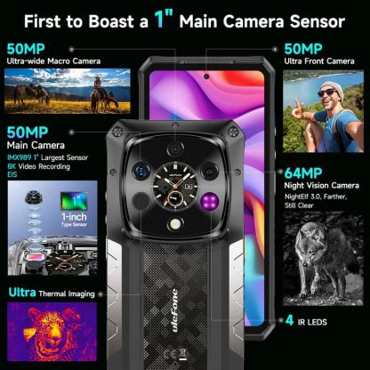 Ulefone Armor 28 Ultra Thermal, 5G, Удароустойчив (16GB+16GB) + 1TB, 64MP Камера + Термо Камера + Нощно виждане, Батерия 10600mAh (черен) 7