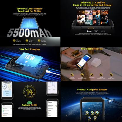 Ulefone Armor X32, 4G, 5.65 Екран, Удароустойчив (6GB+6GB) + 128GB,  48MP Камера + Нощно виждане, Батерия 5500mAh (черен-orange) 8