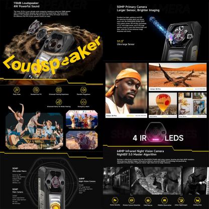 Ulefone Armor 30 Pro, 5G, Удароустойчив (16GB+16GB) + 512, 50MP Камера + Нощно виждане, Батерия 12800mAh (черен-orange) 5
