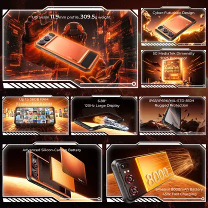 Oukitel WP68 AIR | 5G | 6.88 инча, 512GB | 12+24GB RAM | 8000mAh (Orange) 8