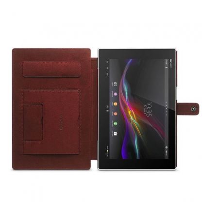 Zenus Mastige Neo Classic Diary - кожен калъф с поставка, естествена кожа за Sony Xperia Tablet Z (червен 2