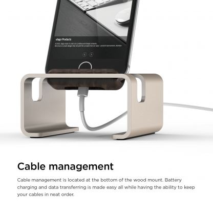 Elago M3 Stand - поставка от алуминий и дърво за iPhone 6/6S Plus, iPhone 5, iPhone 5S, iPhone 5C, iPad mini, iPad mini 2, iPad mini 3 (златиста) 3