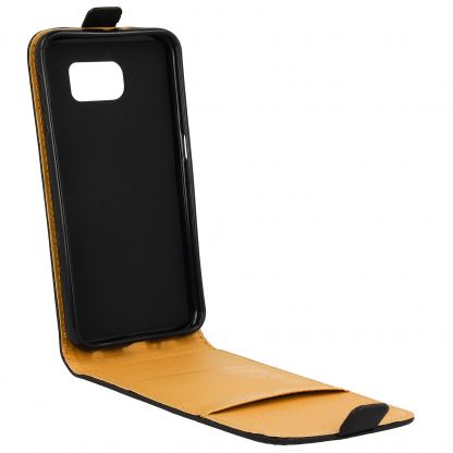 Trendy8 Down-Flip Case - вертикален кожен калъф за Samsung Galaxy S6 (черен) 2