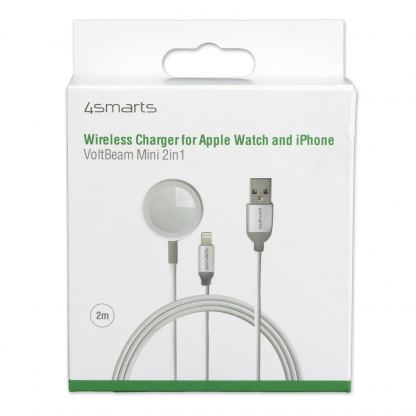 4smarts Wireless Charger VoltBeam Mini 2in1 - кабел за зареждане на Apple Watch, iPhone и устройства с Lightning конектор (2м)(бял) 3