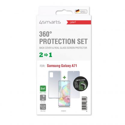 4smarts 360° Protection Set Limited Cover - тънък силиконов кейс и стъклено защитно покритие за дисплея на Samsung Galaxy A71 (прозрачен) 2