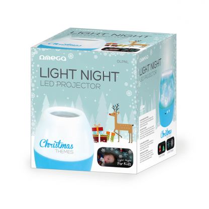 Omega LED Projector Night Light - нощна светлина със зимен проектор за деца (син)
