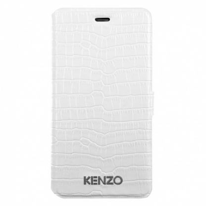 Kenzo Folio Case Croco - луксозен кожен калъф за iPhone 6/6S (бял) 2