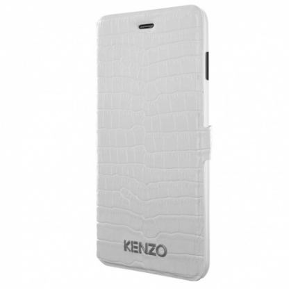 Kenzo Folio Case Croco - луксозен кожен калъф за iPhone 6/6S (бял) 3