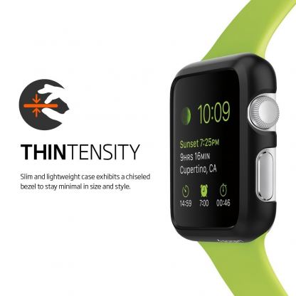 Spigen Thin Fit Case - качествен твърд кейс за Apple Watch 42mm. (черен) 3