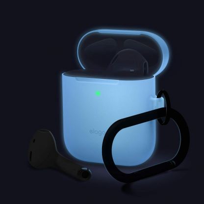 Elago Airpods Skinny Silicone Hang Case - тънък силиконов калъф с карабинер за Apple Airpods и Apple Airpods 2 with Wireless Charging Case (бял-фосфор)  5
