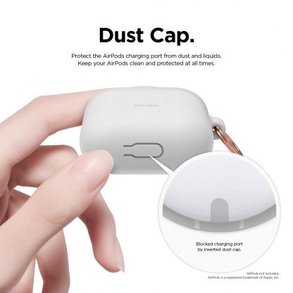 Elago Airpods Skinny Silicone Hang Case - тънък силиконов калъф с карабинер за Apple Airpods и Apple Airpods 2 with Wireless Charging Case (бял-фосфор)  6
