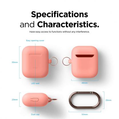 Elago Airpods Skinny Silicone Hang Case - тънък силиконов калъф с карабинер за Apple Airpods и Apple Airpods 2 with Wireless Charging Case (оранжев)  2