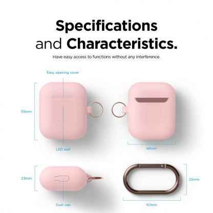 Elago Airpods Skinny Silicone Hang Case - тънък силиконов калъф с карабинер за Apple Airpods и Apple Airpods 2 with Wireless Charging Case (розов)  5