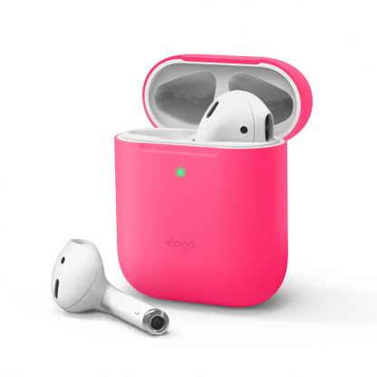 Elago Airpods Skinny Silicone Case - тънък силиконов калъф за Apple Airpods и Apple Airpods 2 with Wireless Charging Case (розов-фосфор) 
