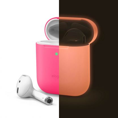 Elago Airpods Skinny Silicone Case - тънък силиконов калъф за Apple Airpods и Apple Airpods 2 with Wireless Charging Case (розов-фосфор)  2