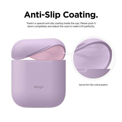 Elago Airpods Skinny Silicone Case - тънък силиконов калъф за Apple Airpods и Apple Airpods 2 with Wireless Charging Case (лилав)  5