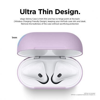 Elago Airpods Skinny Silicone Case - тънък силиконов калъф за Apple Airpods и Apple Airpods 2 with Wireless Charging Case (лилав)  6