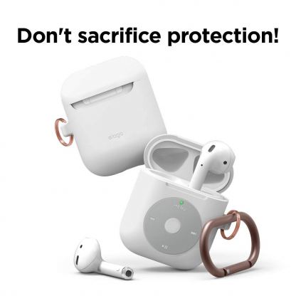 Elago Airpods Retro AW6 Silicone Hang Case - силиконов калъф с карабинер за Apple Airpods и Apple Airpods 2 (бял)  5