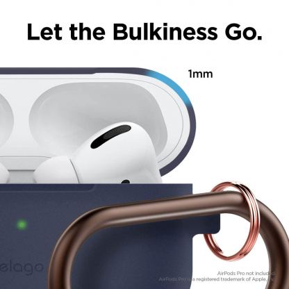 Elago Airpods Slim Hang Silicone Case - силиконов калъф с карабинер за Apple Airpods Pro (тъмносин) 2