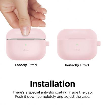 Elago Airpods Slim Hang Silicone Case - силиконов калъф с карабинер за Apple Airpods Pro (розов) 3