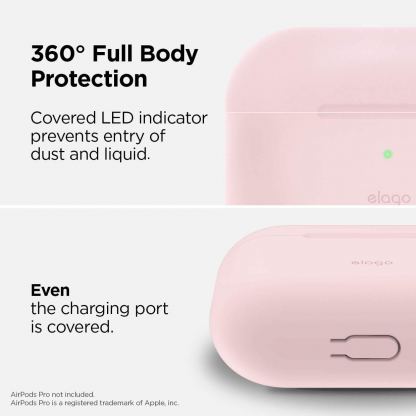 Elago Airpods Slim Hang Silicone Case - силиконов калъф с карабинер за Apple Airpods Pro (розов) 4