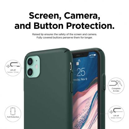 Elago Slim Fit Strap Case - качествен поликарбонатов кейс с каишка за китката за iPhone 11 (тъмнозелен) 2