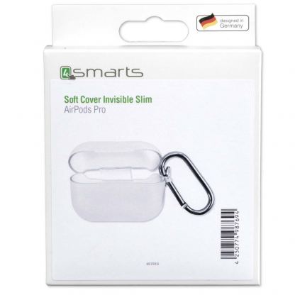 4smarts Soft Cover Invisible Slim - силиконов (TPU) калъф с карабинер за Apple Airpods Pro (прозрачен) 2