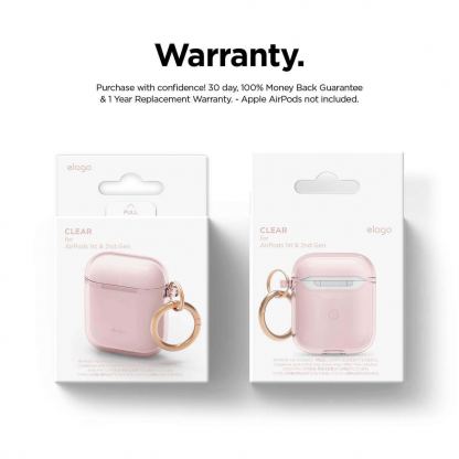 Elago Airpods TPU Hang Case - силиконов (TPU) калъф с карабинер за Apple Airpods и Apple Airpods 2 (светлорозов)  2