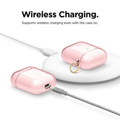 Elago Airpods TPU Hang Case - силиконов (TPU) калъф с карабинер за Apple Airpods и Apple Airpods 2 (светлорозов)  4